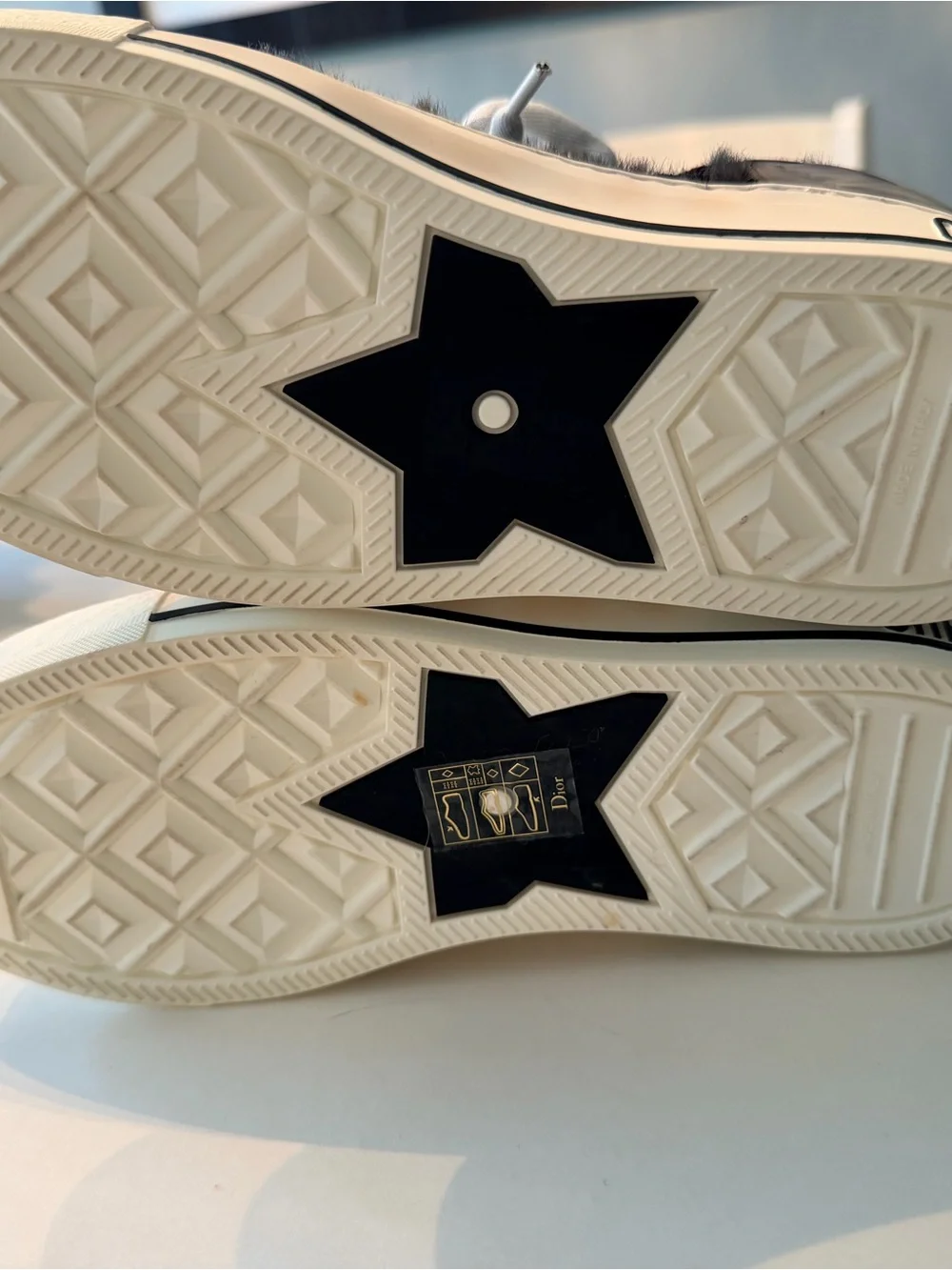 Christian Dior Grey Cheetah Sneakers with fur on top
